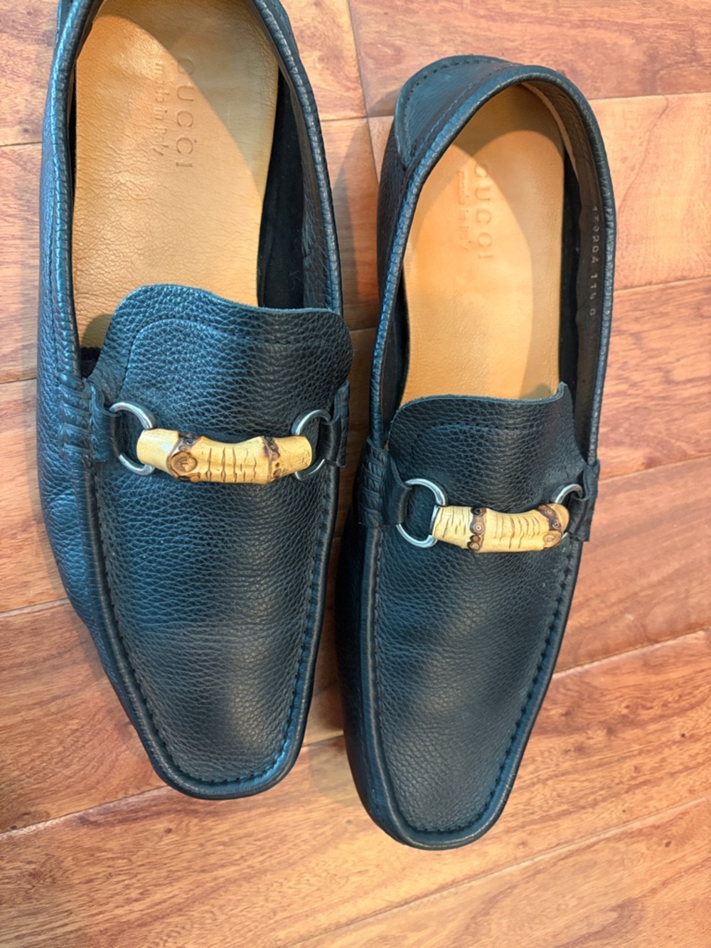 Authentic Gucci Mens Web Bamboo Horse-Bit Driving Loafer Black Leather Size 11.5 - Picture 4 of 12